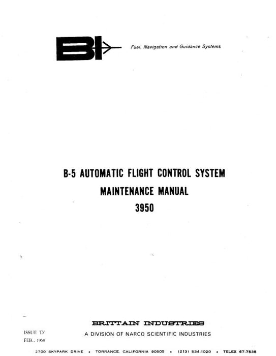 Brittain Industries B-5 Automatic Flight Control Maintenance, Installation, Operation