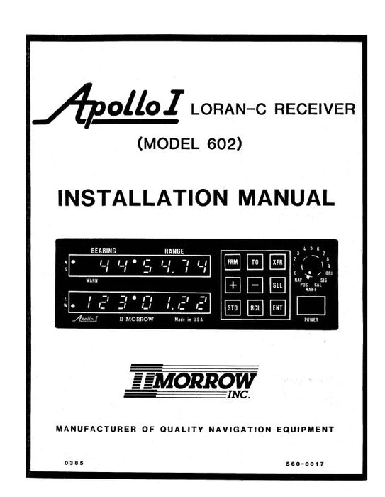 II Morrow Inc 602 Loran-C Receiver Installation Manual (560-0017)