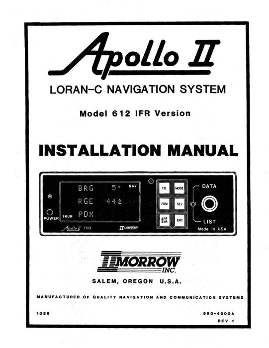 II Morrow Inc Apollo II 612 IFR Version Installation Manual (1186)