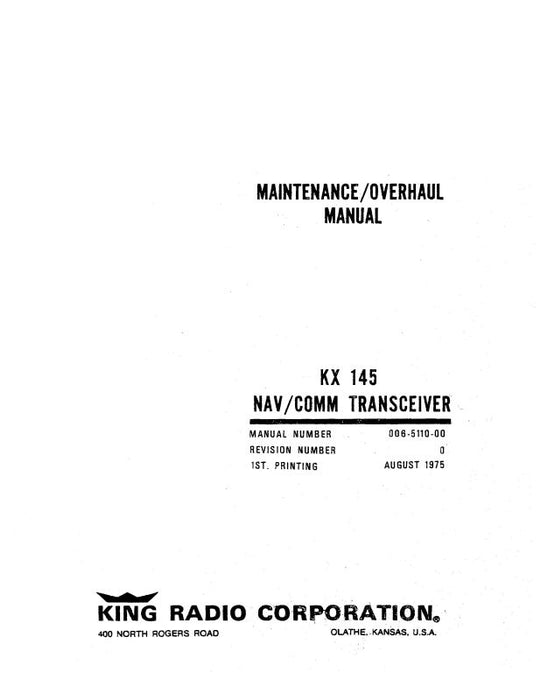 King KX 145-KI 205 Nav Rec-Com Tran Maintenance-Installation (006-0110-02)