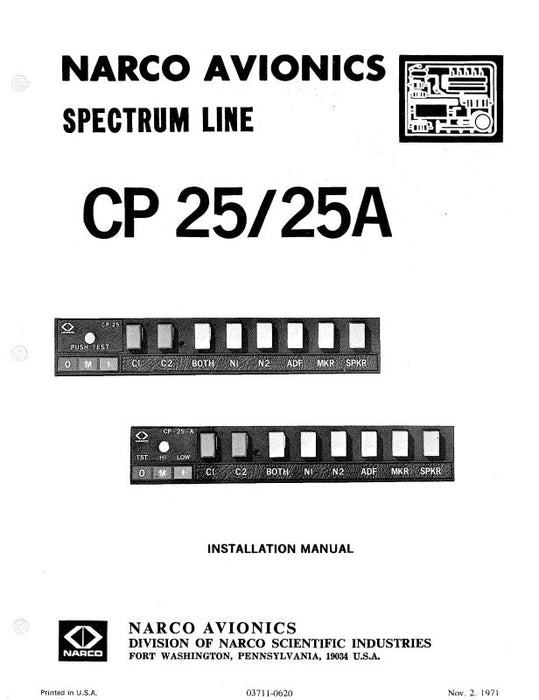 Narco CP25-25A 1971 Maintenance-Installation Manual (03711-0620)