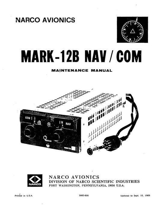 Narco Mark 12B Nav-Com 1969 Maintenance Manual (3083-600)