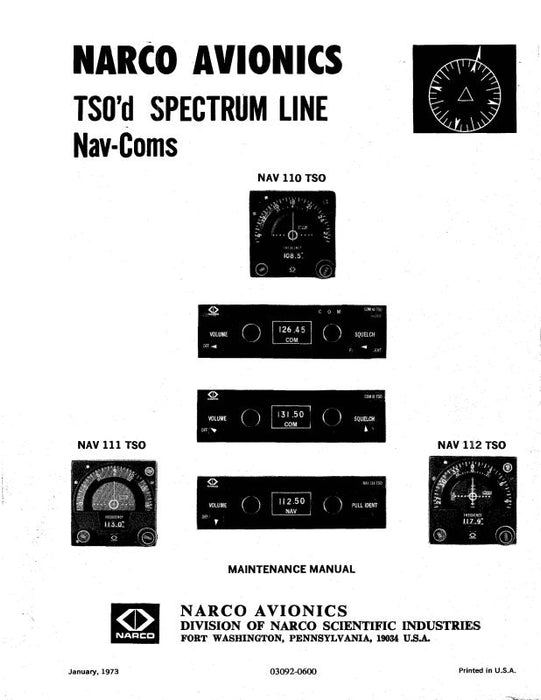Narco NAV110,111,112 1973 Maintenance Manual (03092-0600)