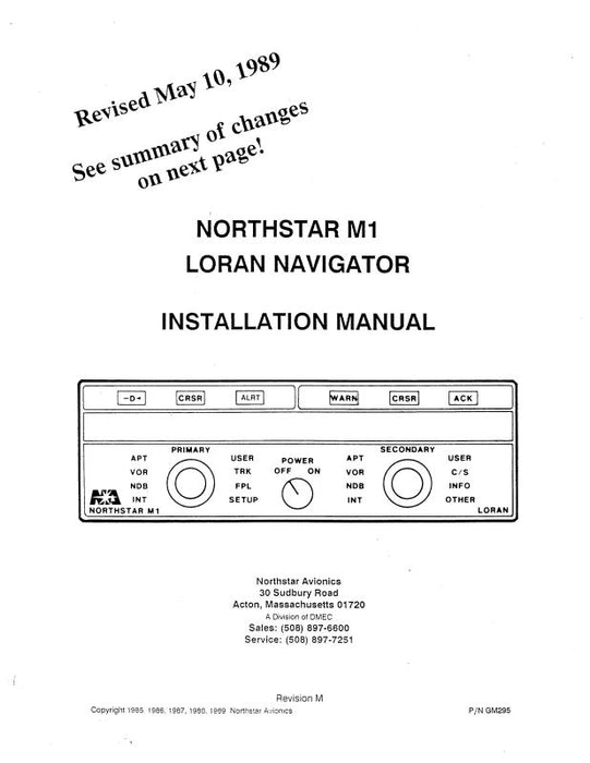 Northstar Avionics Northstar M1 Loran Navigator Installation Manual (GM295)
