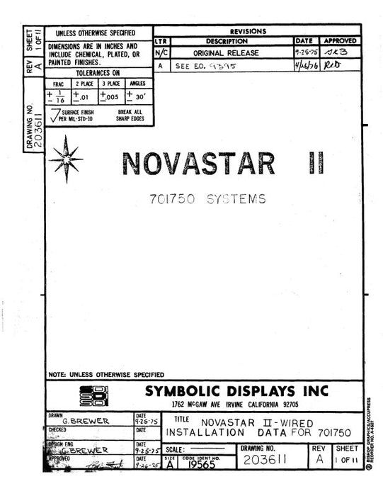 Nova-Tech, Inc. Nova-Star II Nav-Com System Installation Manual (203611)