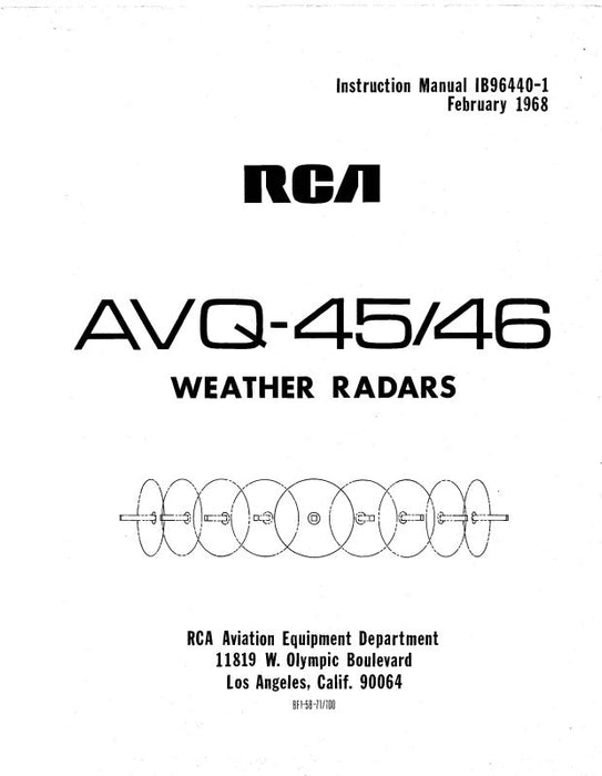 RCA - Primus - Honeywell - Sperry AVQ-45-46 Weather Radars Maintenance Manual (1B96440-1)