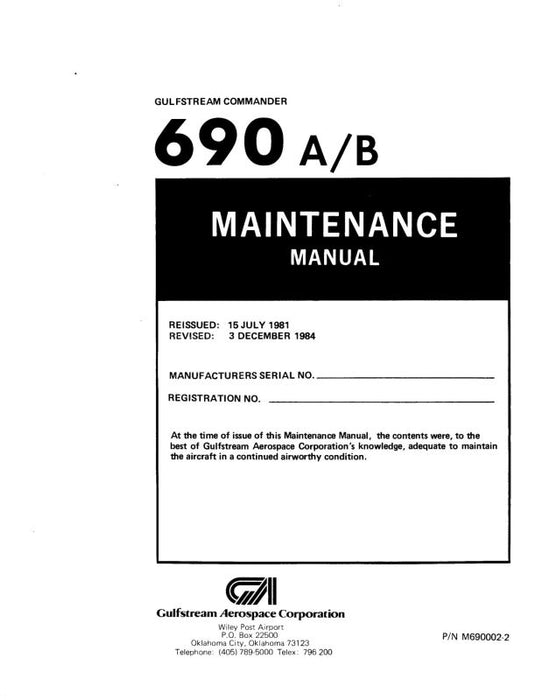 Aero Commander 690A-B Maintenance Manual (M690002-2)