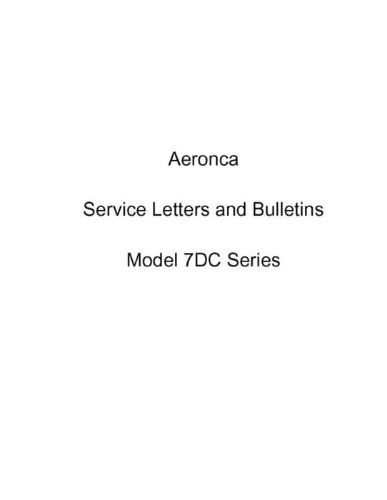 Aeronca 7DC Series Service Bulletins (AE7DC-SB-C)