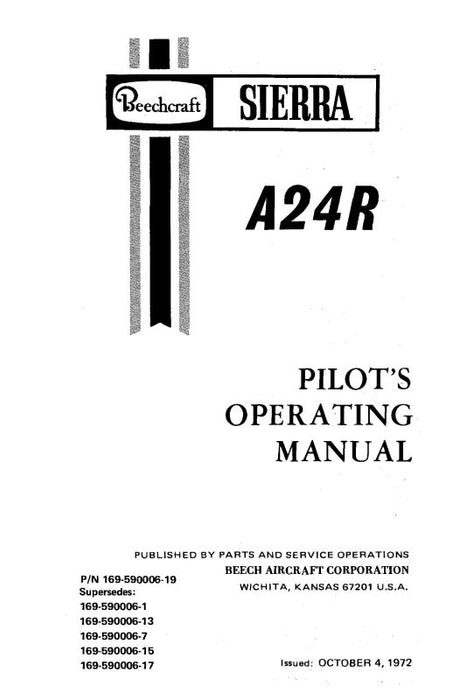 Beech A-24R Sierra POH Pilot's Operating Handbook (169-59006-19)