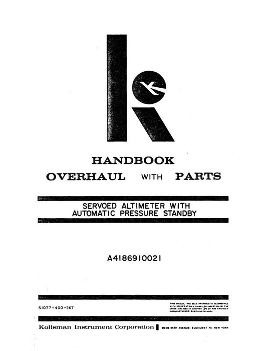 Kollsman Instruments Servoed Altimeter Overhaul With Parts 1966 (S1077-400-267)
