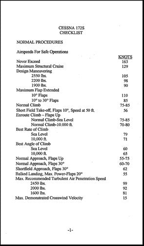Cessna 172S Pilot's Checklist (172SCL)
