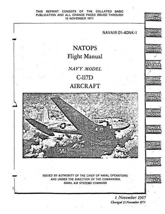 Douglas C-117D Navy Model Natops Flight Manual 1967 (01-40NK-1)