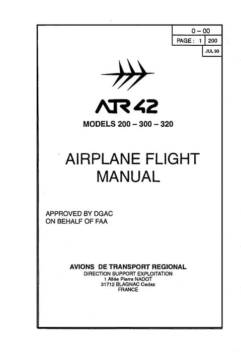 Avions Aircraft Inc ATR42 Airplane Flight Manual (ATR42)