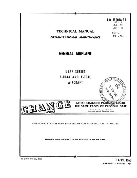 Lockheed F-104A & F-104C Organizational Maintenance 1960 (1F-104A-2-1)