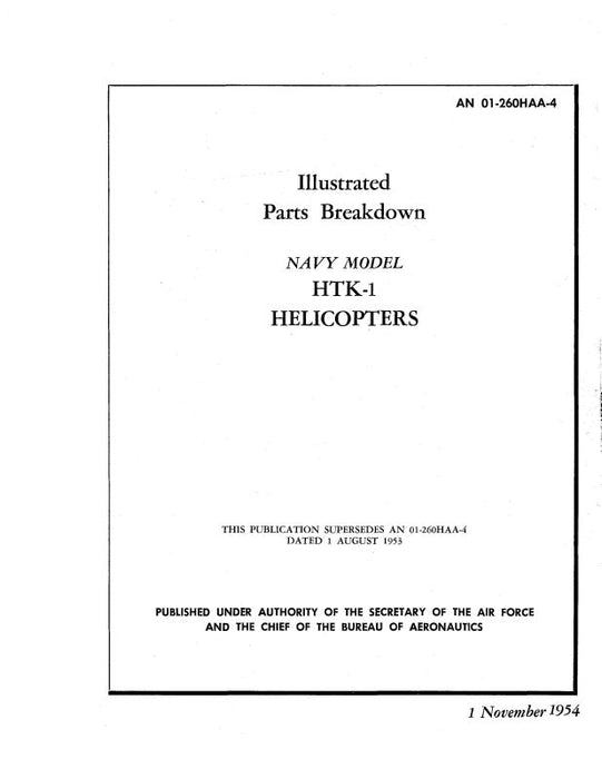 Kaman Helicopters HTK-1 Helicopters Illustrated Parts 1954 (01-260HAA-4)