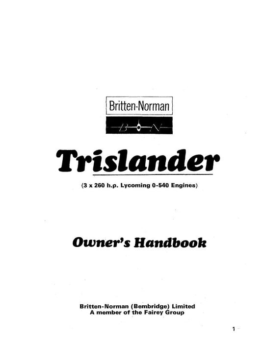 Britten-Norman BN Trislander Owner's Manual 1973 (BBBNTRI-O-C)