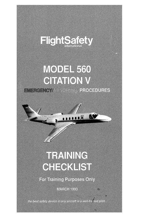 Cessna Citation V 560 Training Checklist 1993 (CE560-TRCLC)