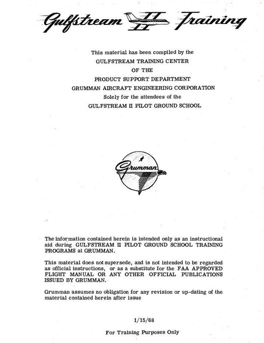 Grumman Gulfstream II Training Manual 1968 (GRG11-TR--C)