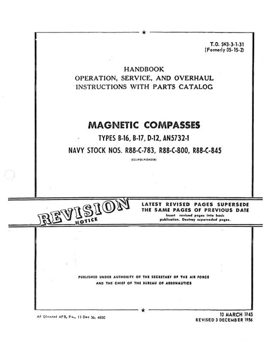 Eclipse Magnetic Compass Maintenance, Operation, Overhaul, Parts 1945 (5N3-3-1-31)