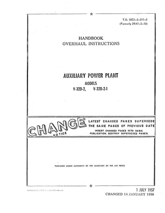 Andover V-32D-, V-32D-2-1 Auxiliary Power Plant Overhaul Instructions 1957 (35C2-3-311-3)