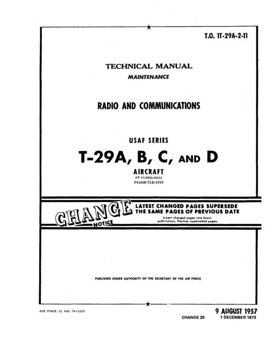 Consolidated T-29A, B, C, D Maintenance Manual 1957 Radio & Navigation (1T-29A-2-11, -12)