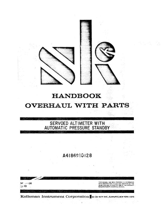 Kollsman Instruments Servoed Altimeter Overhaul With Parts 1969 (34-11-06)