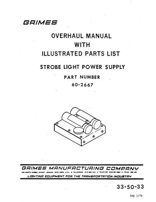 Grimes Strobe Light Power Supply 1976 Overhaul With Illustrated Parts (33-50-33)