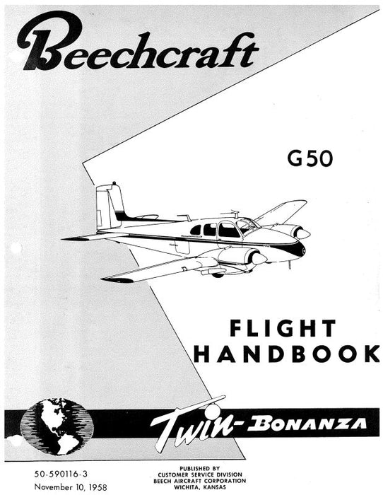 Beech G-50 Twin Bonanza Flight Handbook (50-590116-3)
