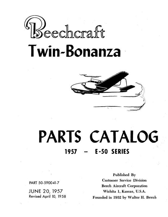Beech E-50 Parts Catalog (50-590041-7)