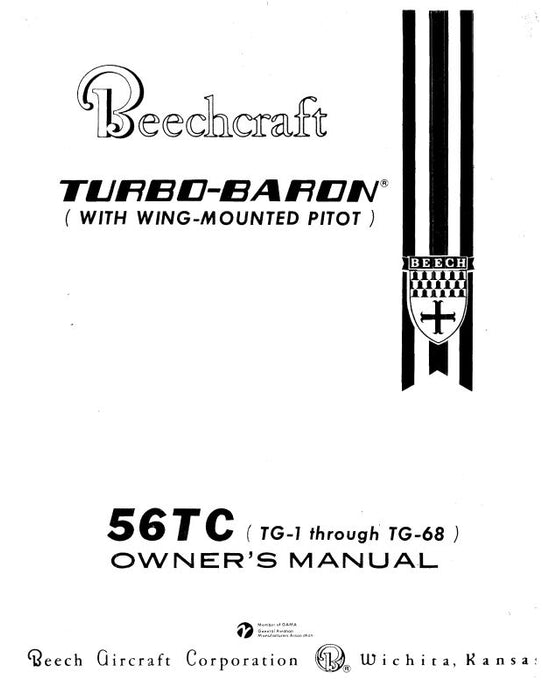 Beech 56TC TG-1 thru TG-68 Owner's Manual (96-590003-3B)