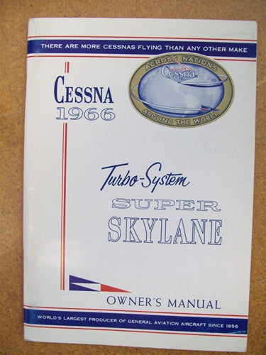 Cessna Turbo P206A 1966 Owner's Manual USED ORIGINAL