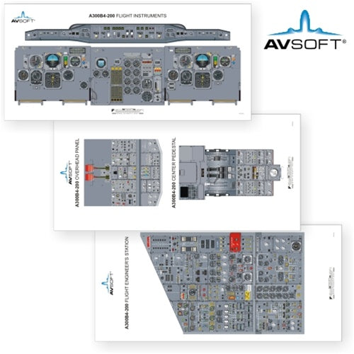Avsoft A300B4-200 Cockpit Posters Set of 3 Posters)