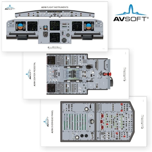Avsoft A319 Cockpit Posters (Set of 3 Posters)