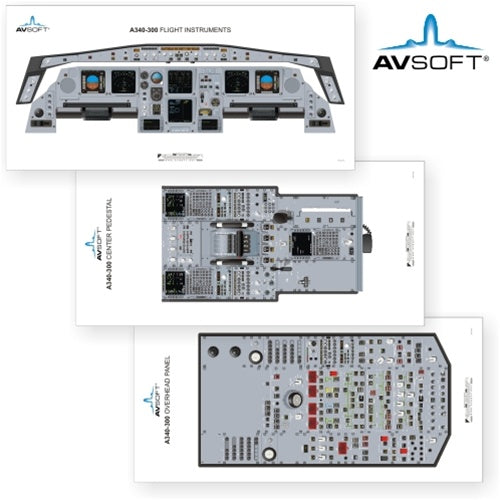 Avsoft A340-300 Cockpit Posters (set of 3 Posters)