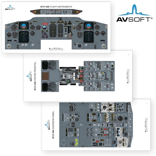 Avsoft B737-400 Cockpit Posters (Set of 3 Posters)