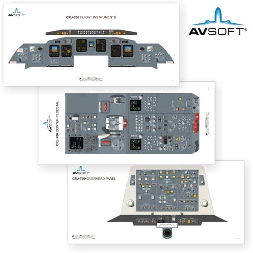 Avsoft CRJ-700 Cockpit Posters (Set of 3 Posters)