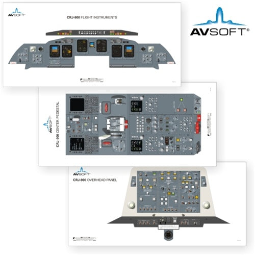Avsoft CRJ-900 Cockpit Posters (Set of 3 Posters)
