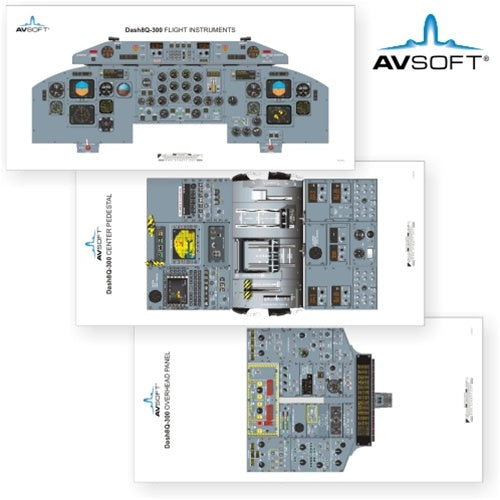 Avsoft Dash8Q-300 Cockpit Posters (Set of 3 Posters)