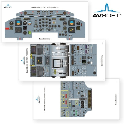 Avsoft Dash8Q-200 Cockpit Posters (Set of 3 Posters)