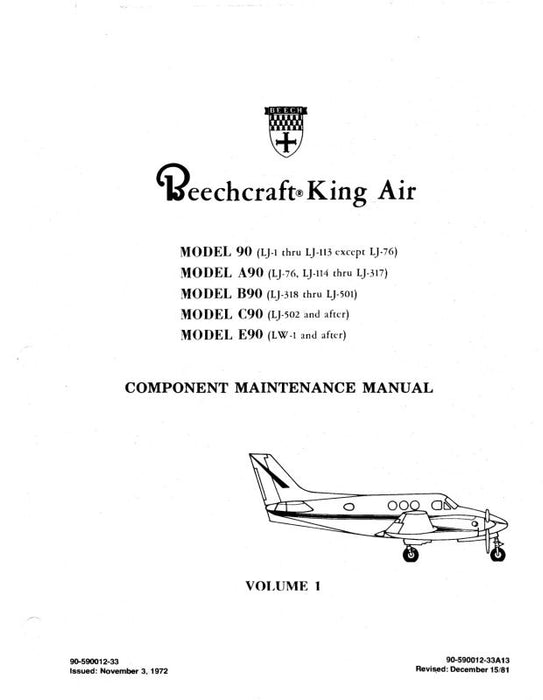 Beech King Air 90 Series Component Maintenance Manual (90-590012-33)