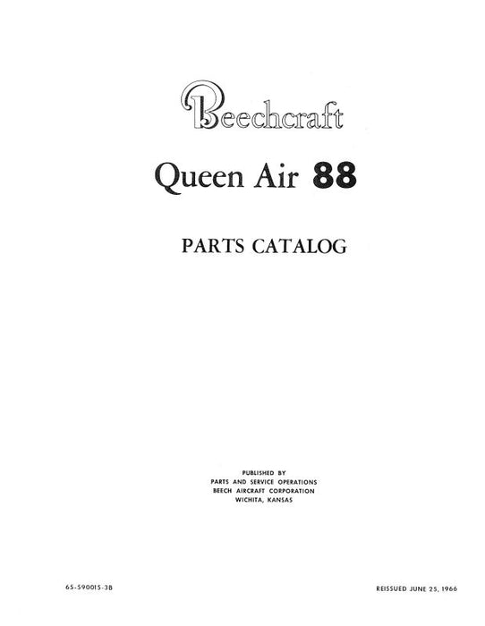 Beech Queen Air 88 Series Parts Catalog (65-590015-3B)