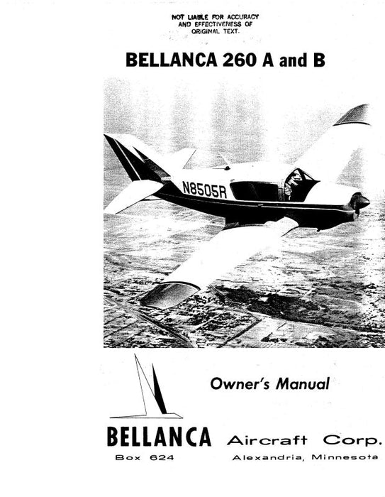 Bellanca 260 A & B Owner's Manual (BL260A,B-O)