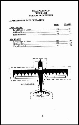 Bellanca Citabria7ECA,7GCAA,7KCAB,7GCBC Pilot's Checklist (BL7ECA-CL-C)