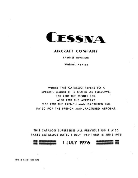 Cessna 150 Series 1970-77 Parts Catalog