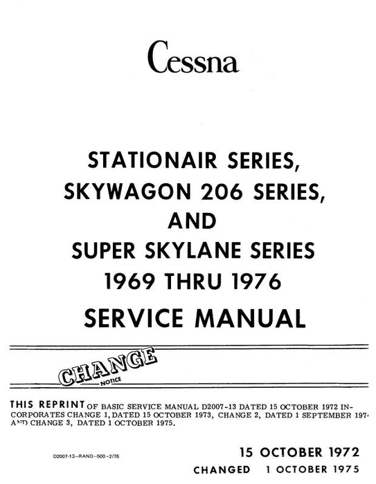 Cessna 206 Skywagon & SuperSkylane 1969-76 Maintenance Manual (D2007-13)