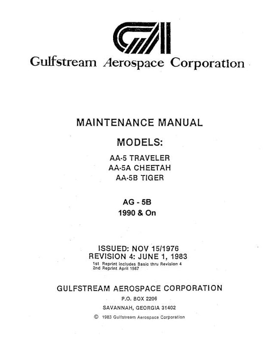 Grumman AA5, AA5A, AA5B with AG-5B Supplement 1990-93 Maintenance Manual (GRAA5--M-C)