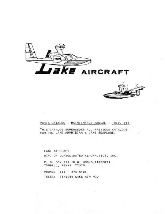 Lake Aircraft LA-4, LA-4A, LA-4B Parts Catalog (LKLA4,A,B-P-C)