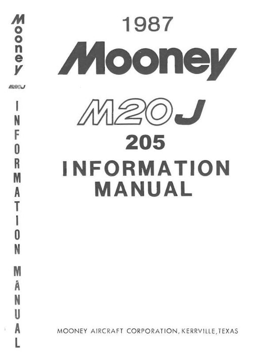Mooney M20J (205) 1987 Pilot's Information Manual (MOM20J-87-POH-C)