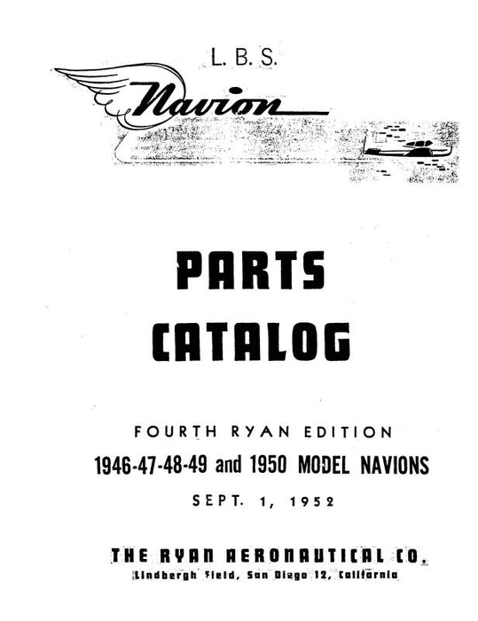 Navion  1946-1950 Parts Catalog (NVPARTS-46-50PC)