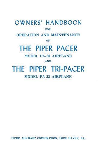 Piper PA20-135PacerPA22-135Tri-Pacer Owner's Manual (751-190)